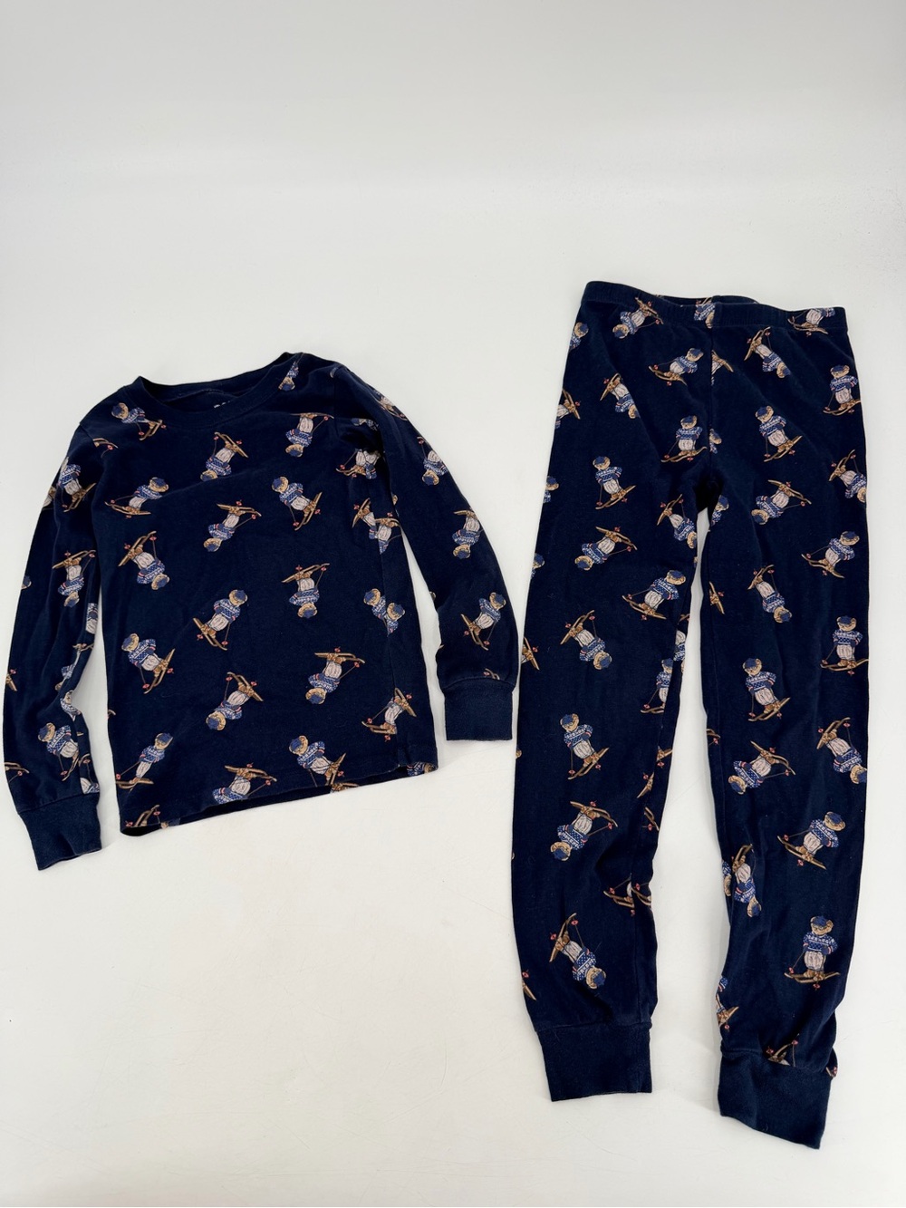 Polo Bear Ski Ralph Lauren Longjohn Pajamas Boys 7 FLAW